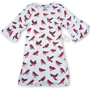 Draper James for Eloquii Womens Dress Size 18 Pink Bird Print 3/4 Flare Sleeve